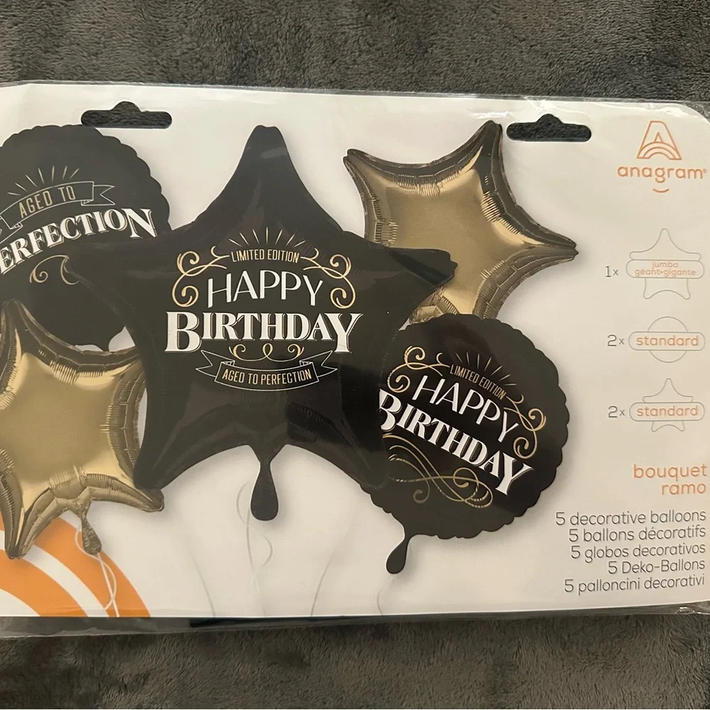 Birthday Decorations Balloons Black Gold Foil Aged To Perfection Jumbo Men Women